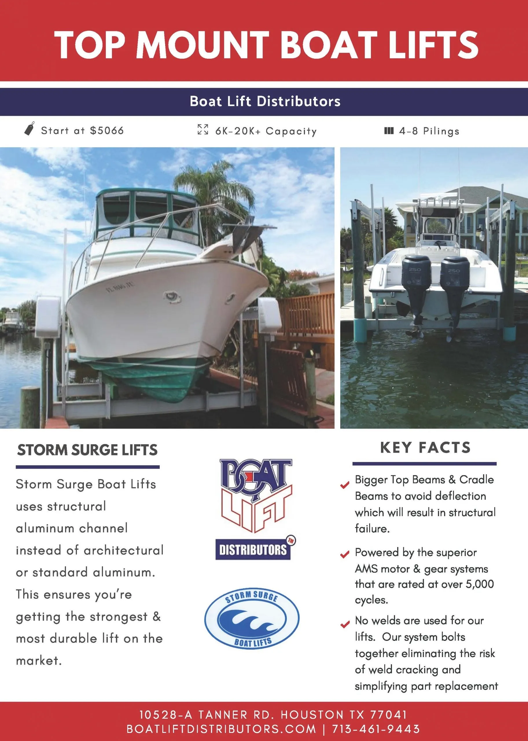 Boat Lift Distributors SS 10,000 LB Top Mount Boat Lift | Storm Surge | Wireless Remote