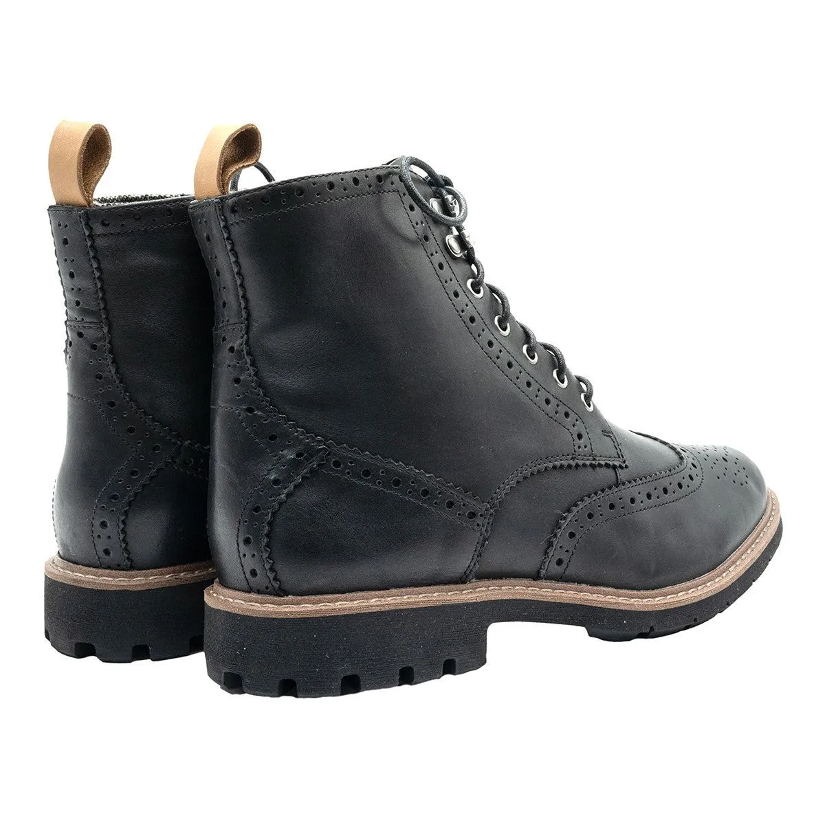 Clarks Brogue Laceup Ankle Boots Leather Black Colour For Men