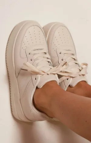 Cream Chunky Platform Matching Lace Up Trainers - Julia
