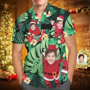 Custom Face Hawaiian Shirts Christmas Gifts for Men Santa Claus