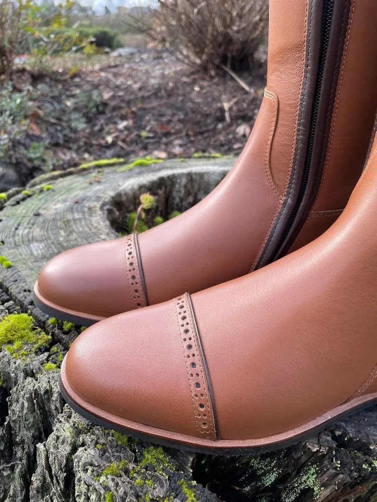 *Custom Kingsley Capri 02 Dressage Boot - Nature Camel with Brogues, Eve Top & Swarovski
