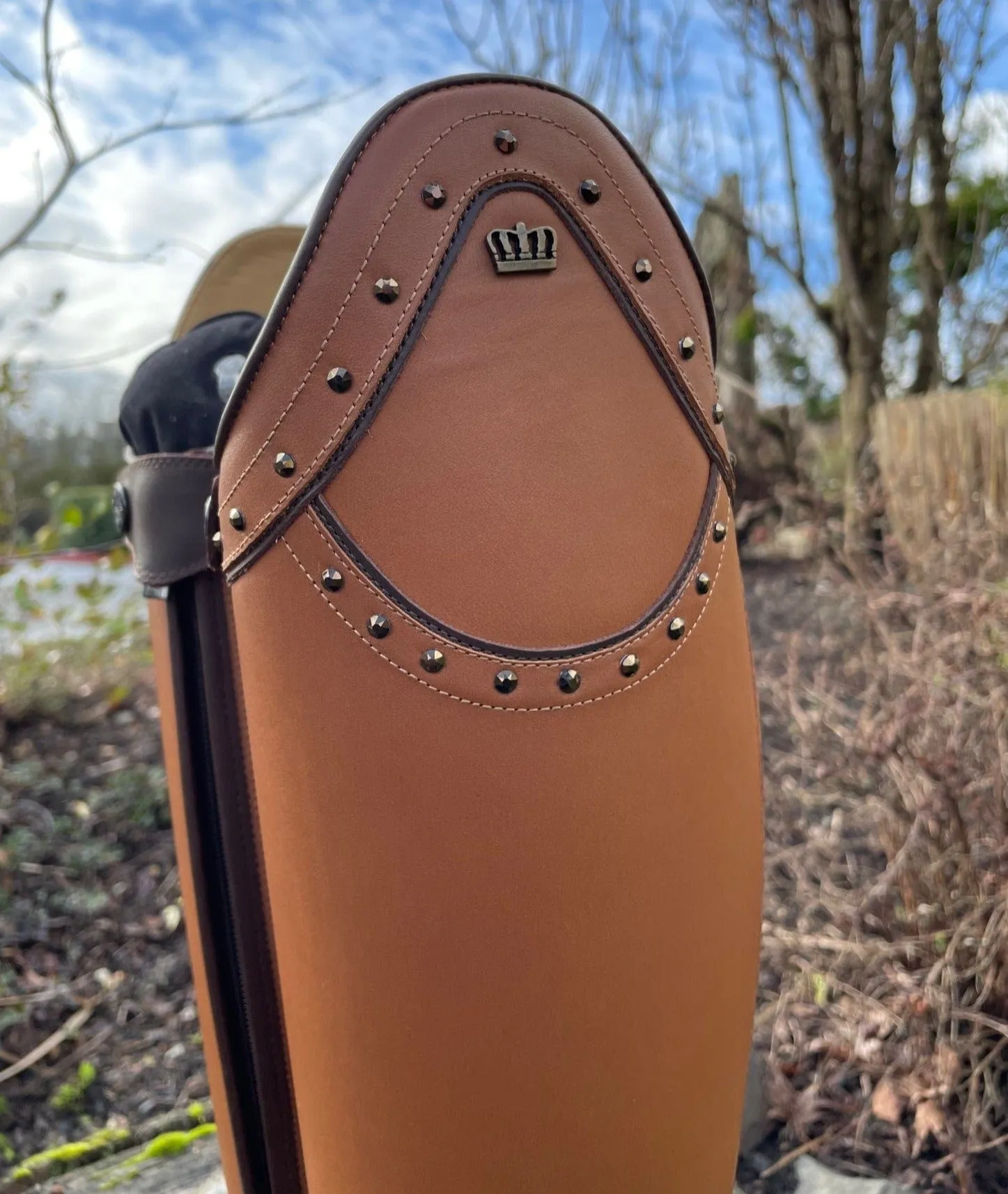 *Custom Kingsley Capri 02 Dressage Boot - Nature Camel with Brogues, Eve Top & Swarovski