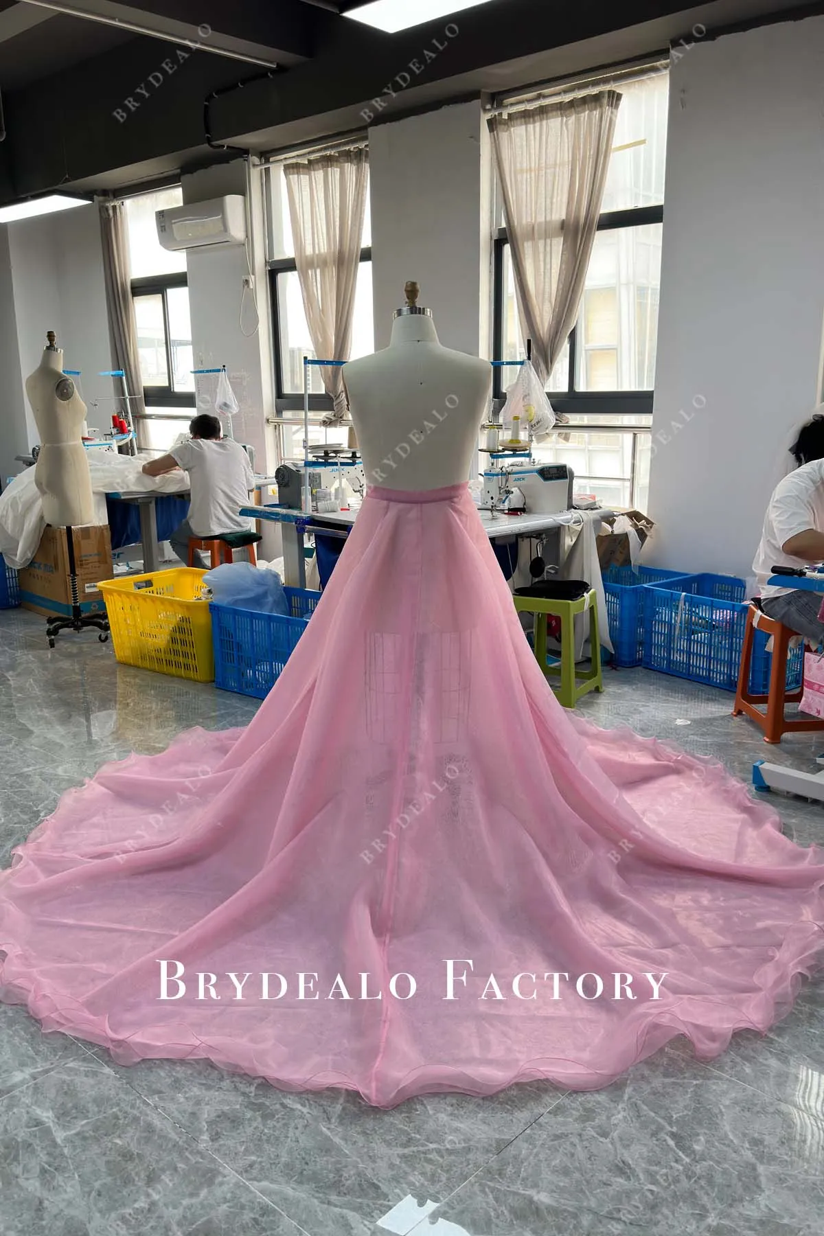 Custom Light Pink Organza Overskirt