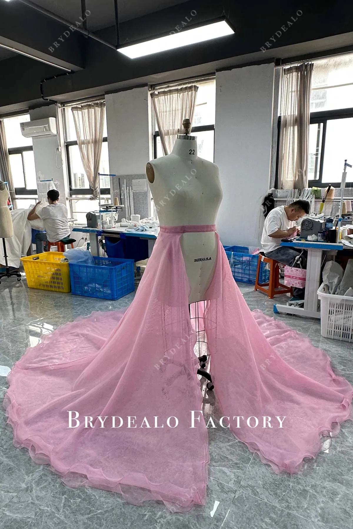 Custom Light Pink Organza Overskirt