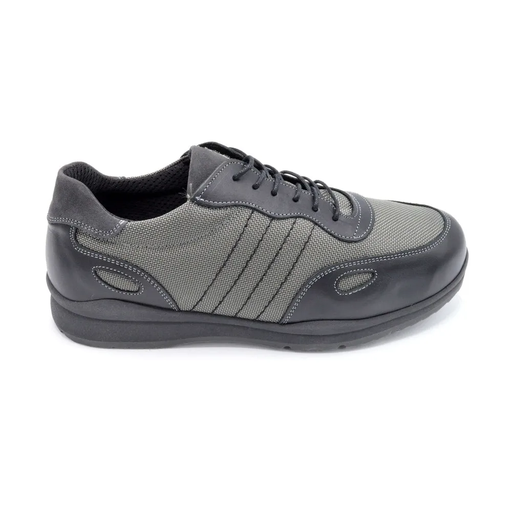 DB Dawson - Mens Extra Wide Trainer-  6V(6E-8E) Fitting - Grey/Black