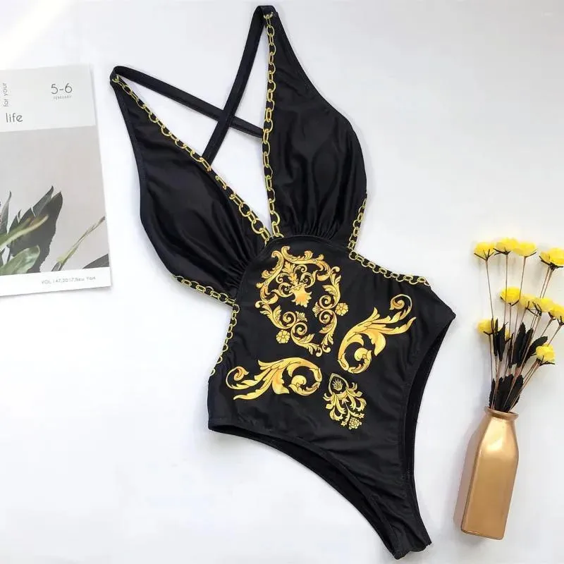 Designer Women's Swimwear Women Retro One-piece Swimsuit Black Bikini Twist Swim Suit Push Up High Waist Splicing Beachwear Brazilian