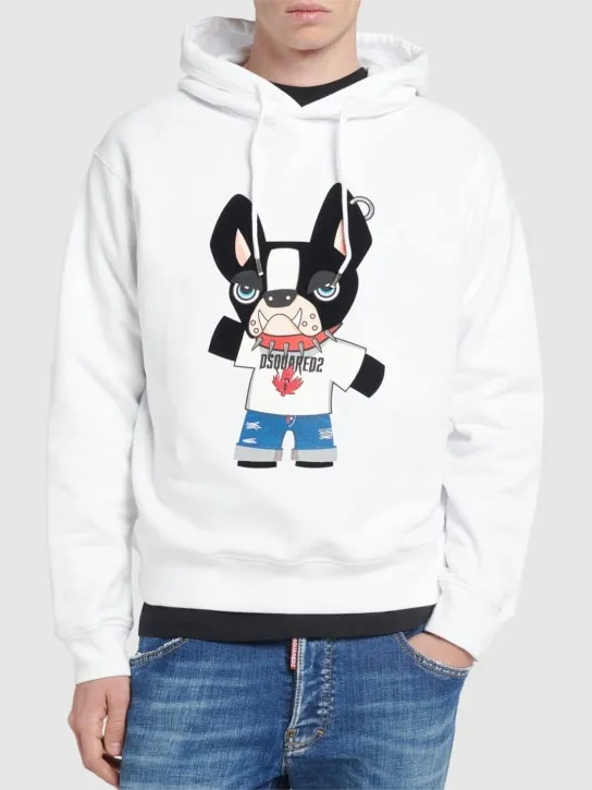 Dsquared2   Cool fit cotton dog print hoodie 