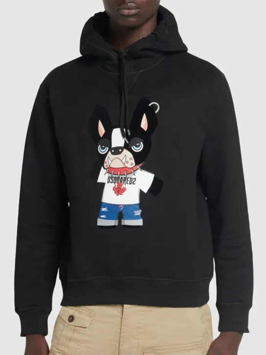 Dsquared2   Cool fit cotton dog print hoodie 