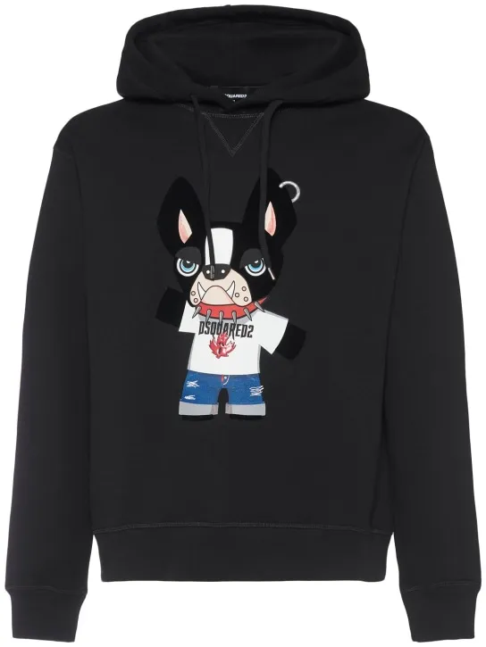 Dsquared2   Cool fit cotton dog print hoodie 