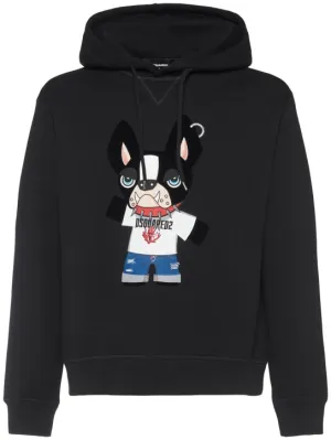 Dsquared2   Cool fit cotton dog print hoodie 