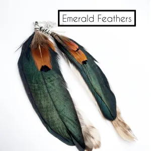 Emerald Feather Dangles for ECJ Mag Tunnels, Without Tunnels
