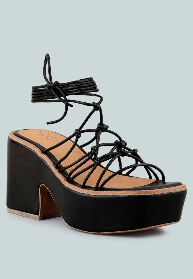 Fawcett Tie Up Handmade Block Heeled Sandals