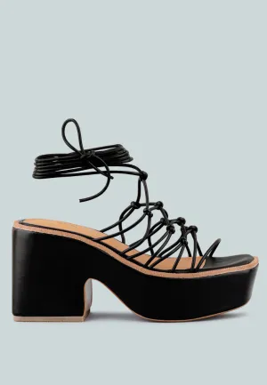 Fawcett Tie Up Handmade Block Heeled Sandals