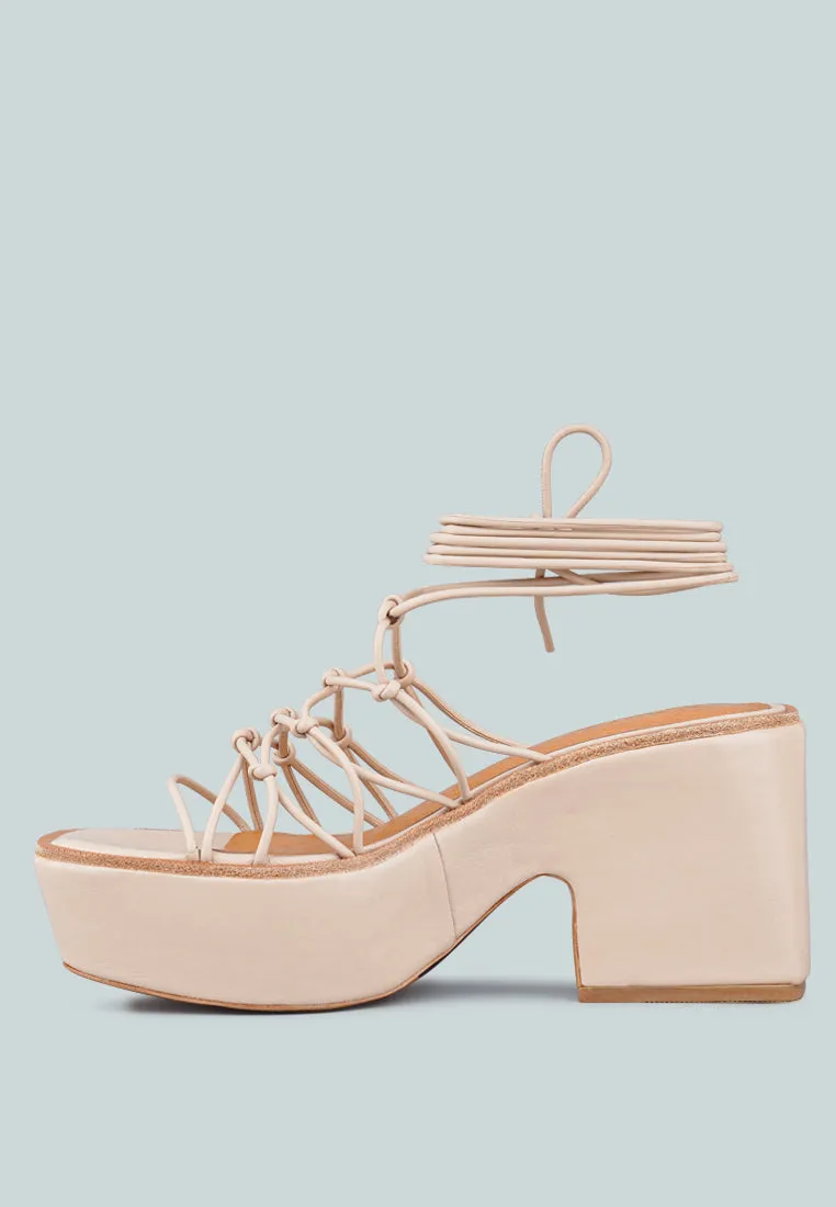 Fawcett Tie Up Handmade Block Heeled Sandals