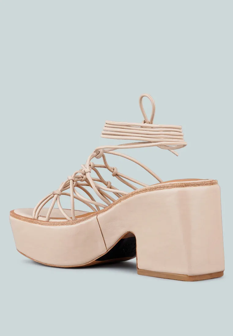 Fawcett Tie Up Handmade Block Heeled Sandals
