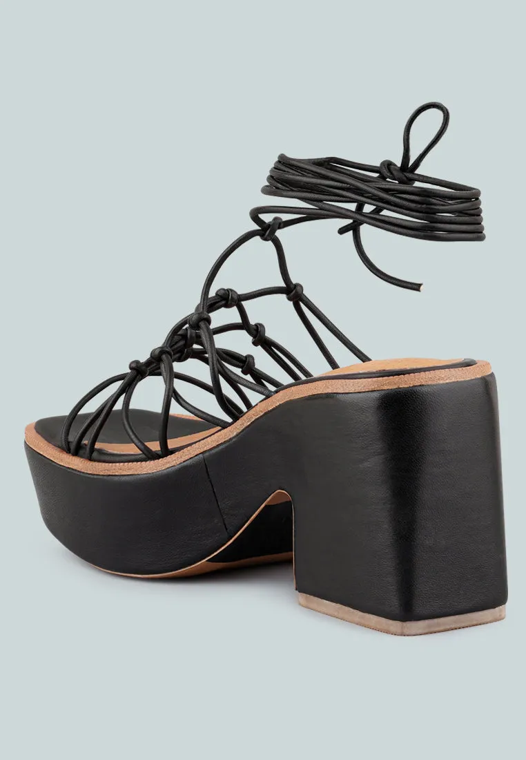 Fawcett Tie Up Handmade Block Heeled Sandals