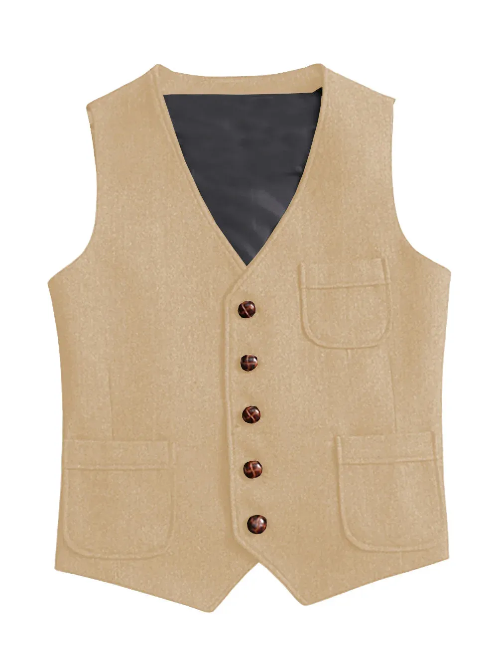 Funki Buys | Vests | Men's Herringbone Tweed Casual Waistcoat
