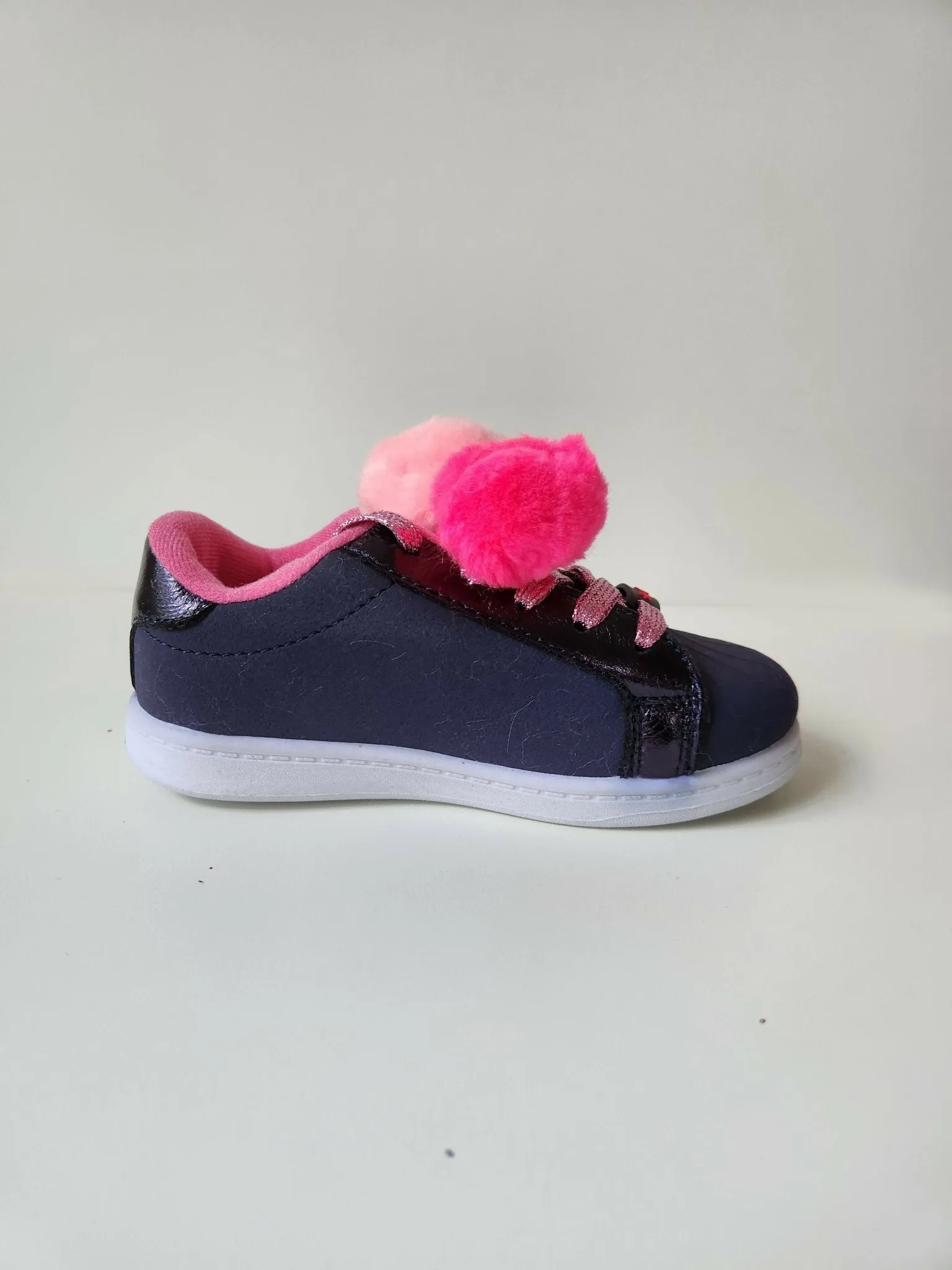 Girls Pompom Trainers - Navy