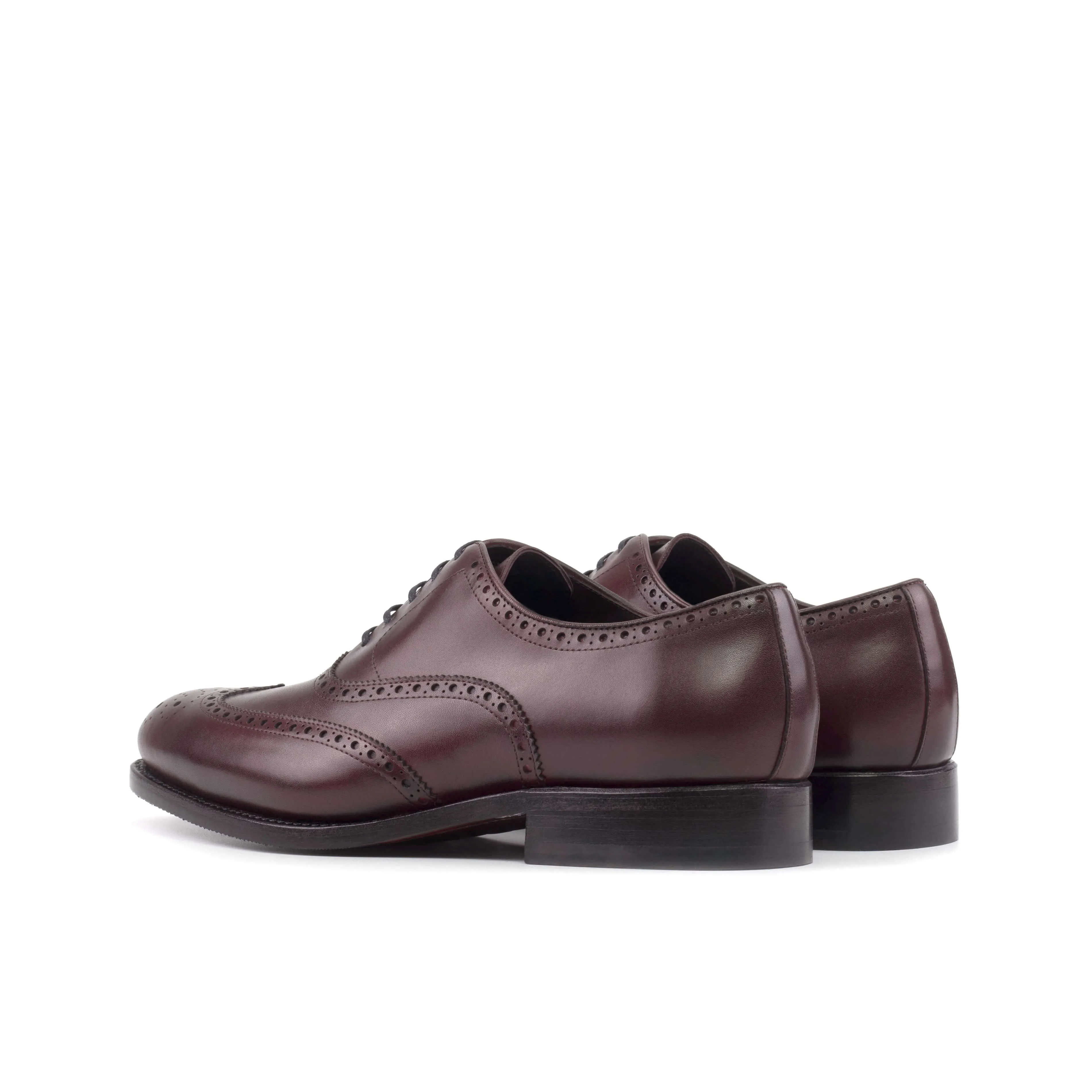 Handmade Full Brogue Shoes – Burgundy Box Calf Leather.
