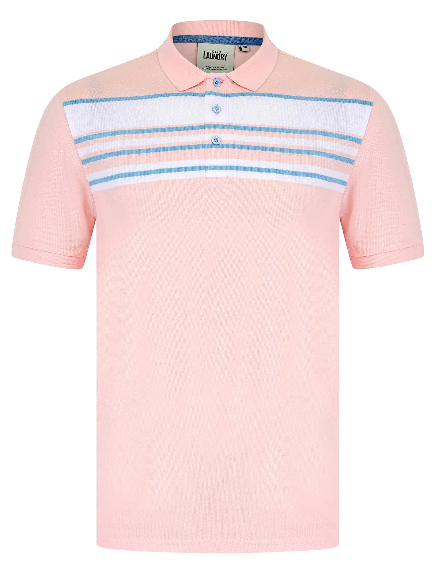 Hayden Yarn Dyed Stripe Cotton Pique Polo Shirt in Pinkesque - Tokyo Laundry