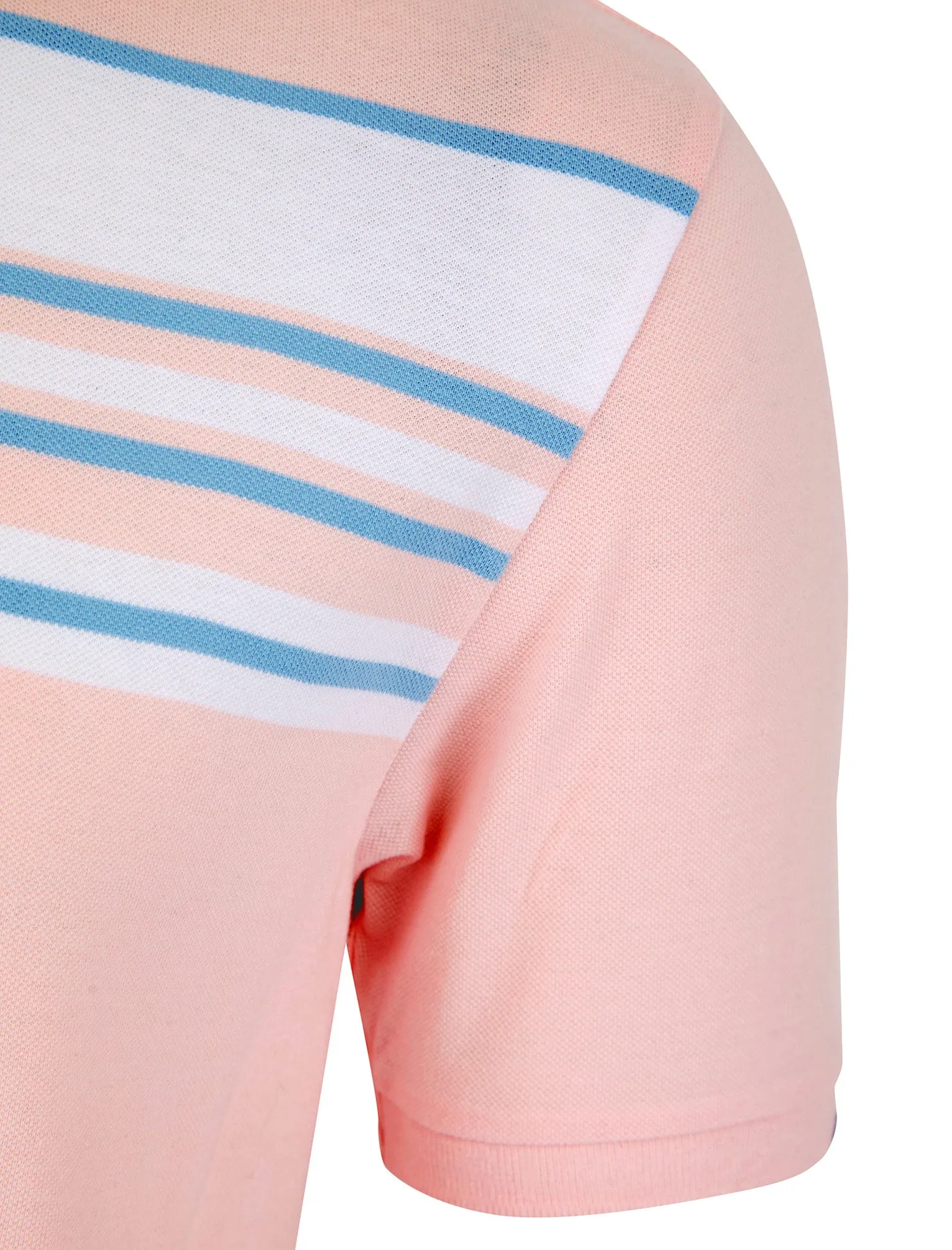 Hayden Yarn Dyed Stripe Cotton Pique Polo Shirt in Pinkesque - Tokyo Laundry