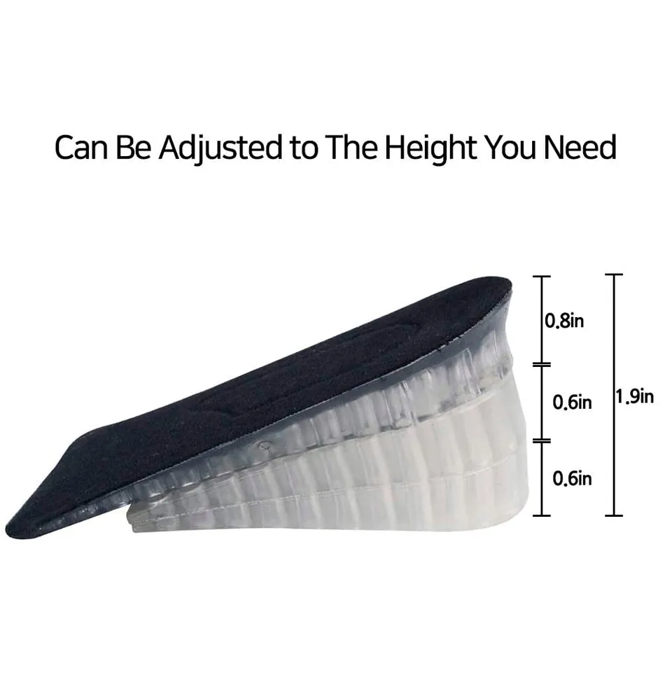 Heel Lift Inserts - Height Increase Insoles for Men & Women - Invisible Silicone Gel Cushion Shoe Pads