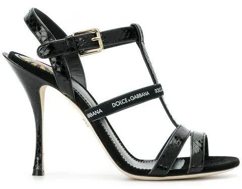 Keira T-bar Heeled Sandals, Black