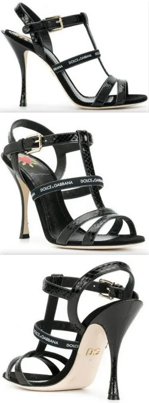 Keira T-bar Heeled Sandals, Black