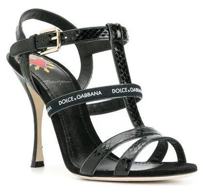 Keira T-bar Heeled Sandals, Black
