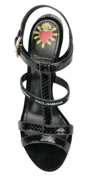 Keira T-bar Heeled Sandals, Black