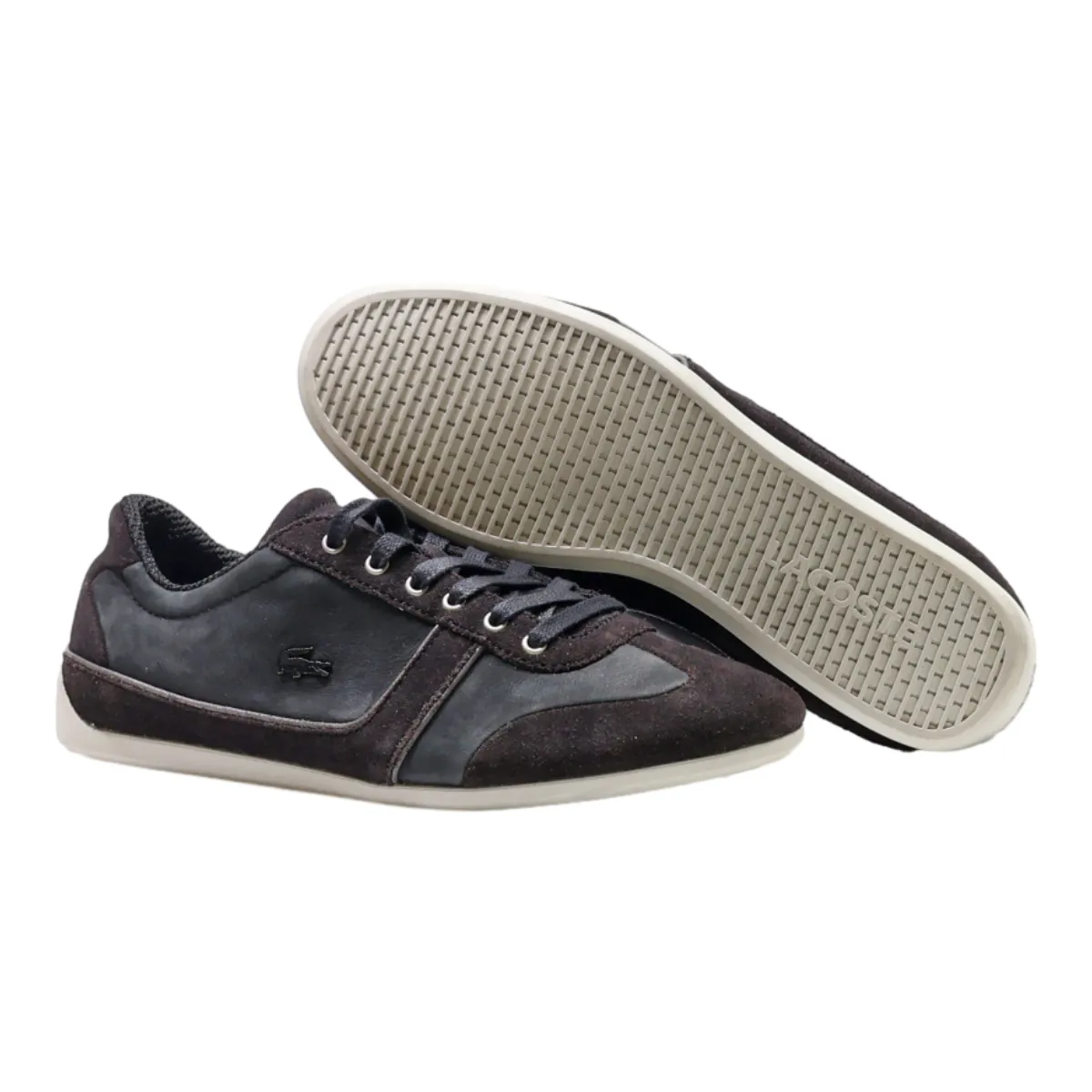 LACOSTE Low Top Trainers Black Suede Womens UK 4
