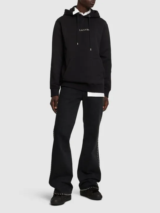 Lanvin   Logo embroidery oversized cotton hoodie 