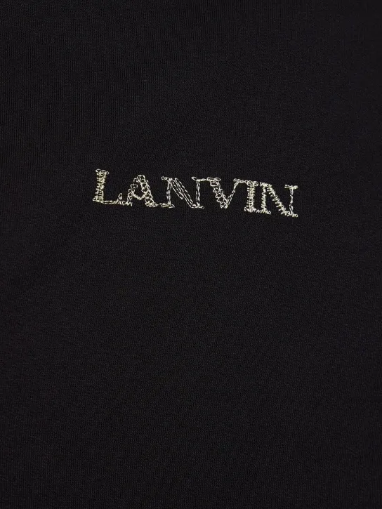 Lanvin   Logo embroidery oversized cotton hoodie 