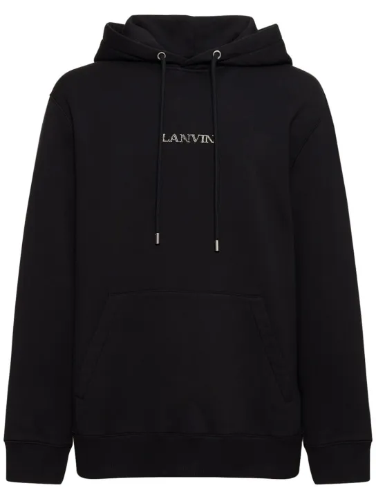 Lanvin   Logo embroidery oversized cotton hoodie 