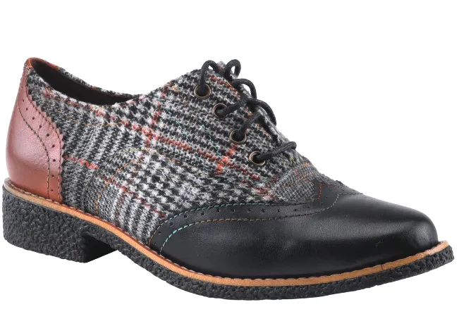 L'Artiste Women's Muggiasti Oxford Brogues- Black Multi