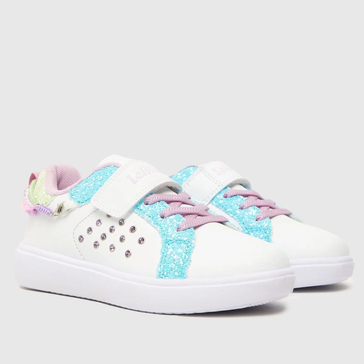 Lelli Kelly Gioiello Scarpa Girls White Multi Coloured Charm Bracelet Trainers