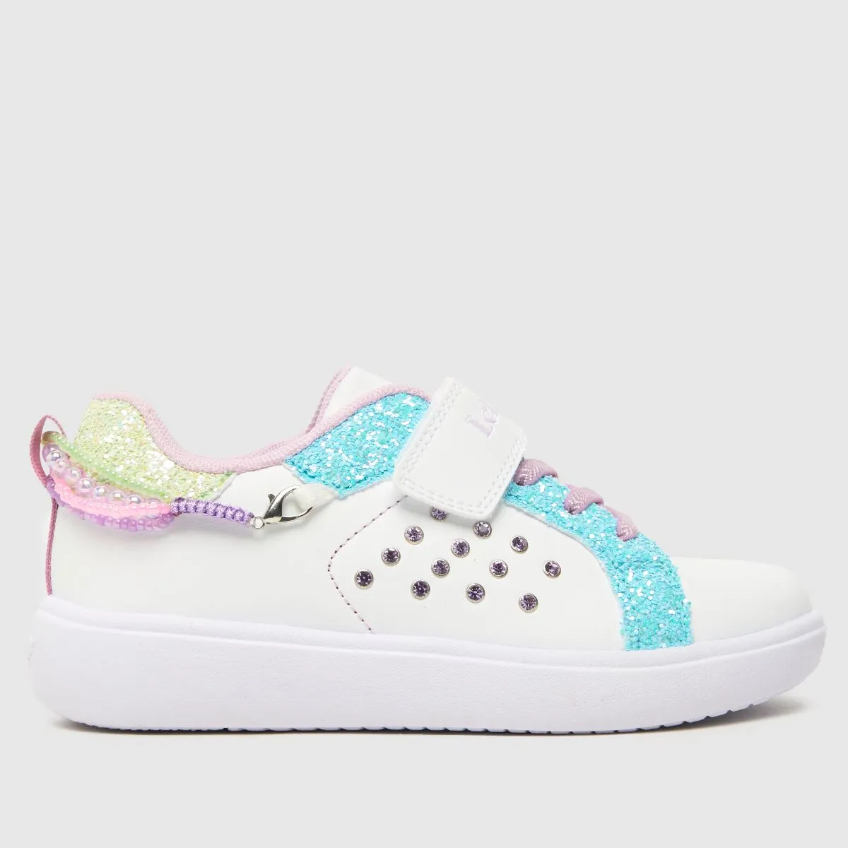 Lelli Kelly Gioiello Scarpa Girls White Multi Coloured Charm Bracelet Trainers