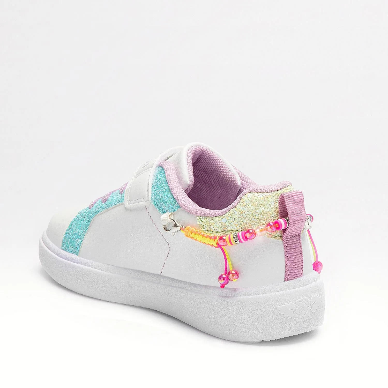 Lelli Kelly Gioiello Scarpa Girls White Multi Coloured Charm Bracelet Trainers