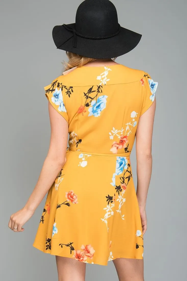 Lydia Casual Summer Dress Yellow Mustard