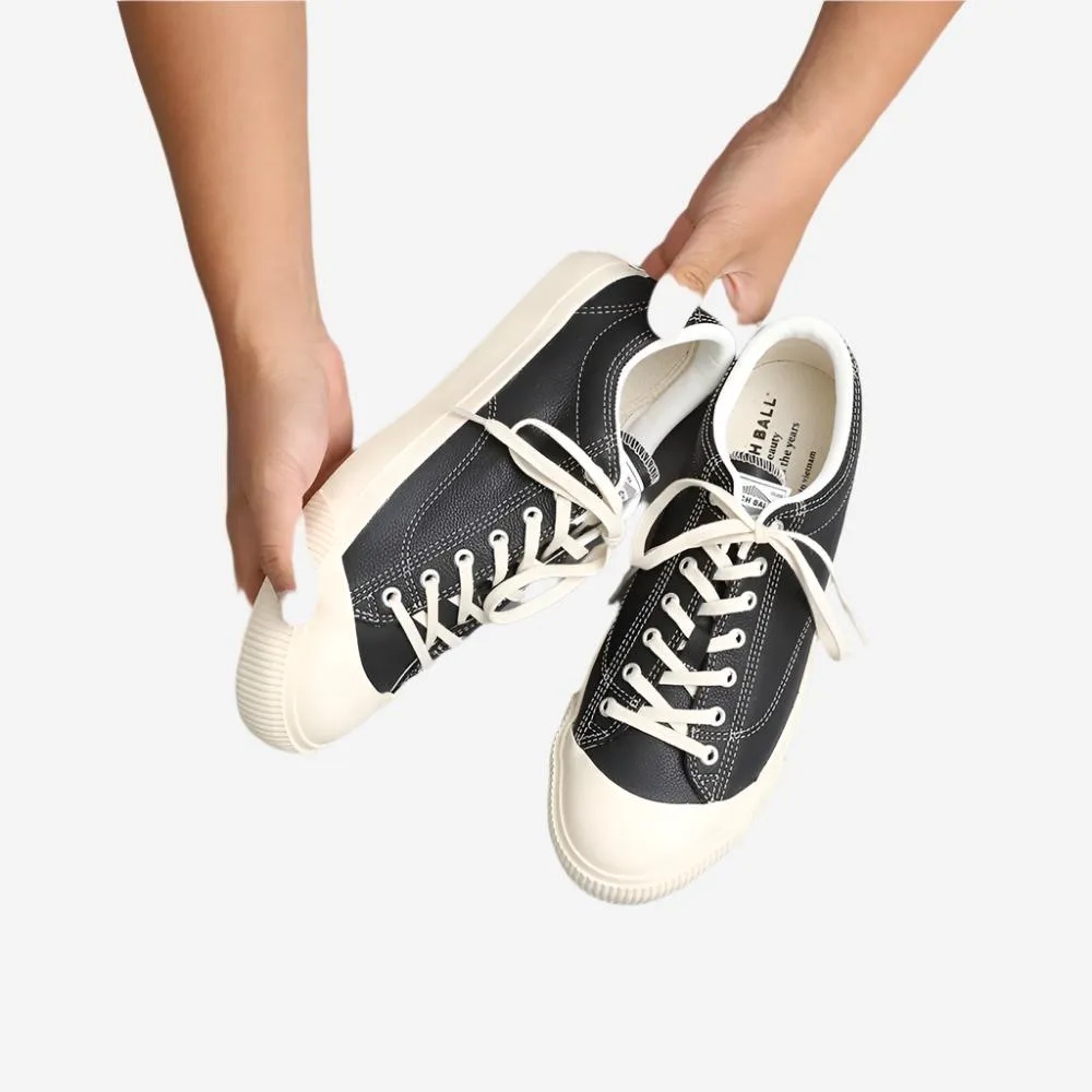 M-02 Leather Military Low Sneakers - Black