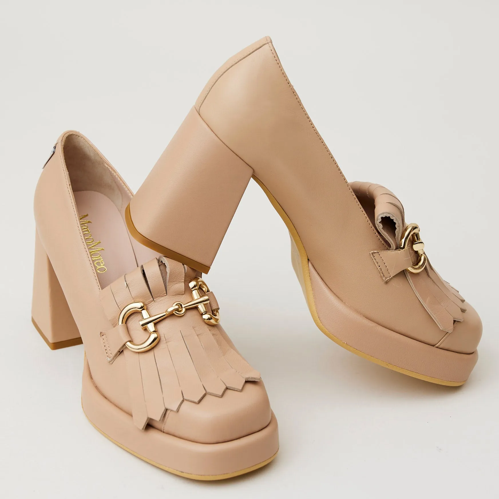 Marco Moreo Tan Leather Heeled Brogues