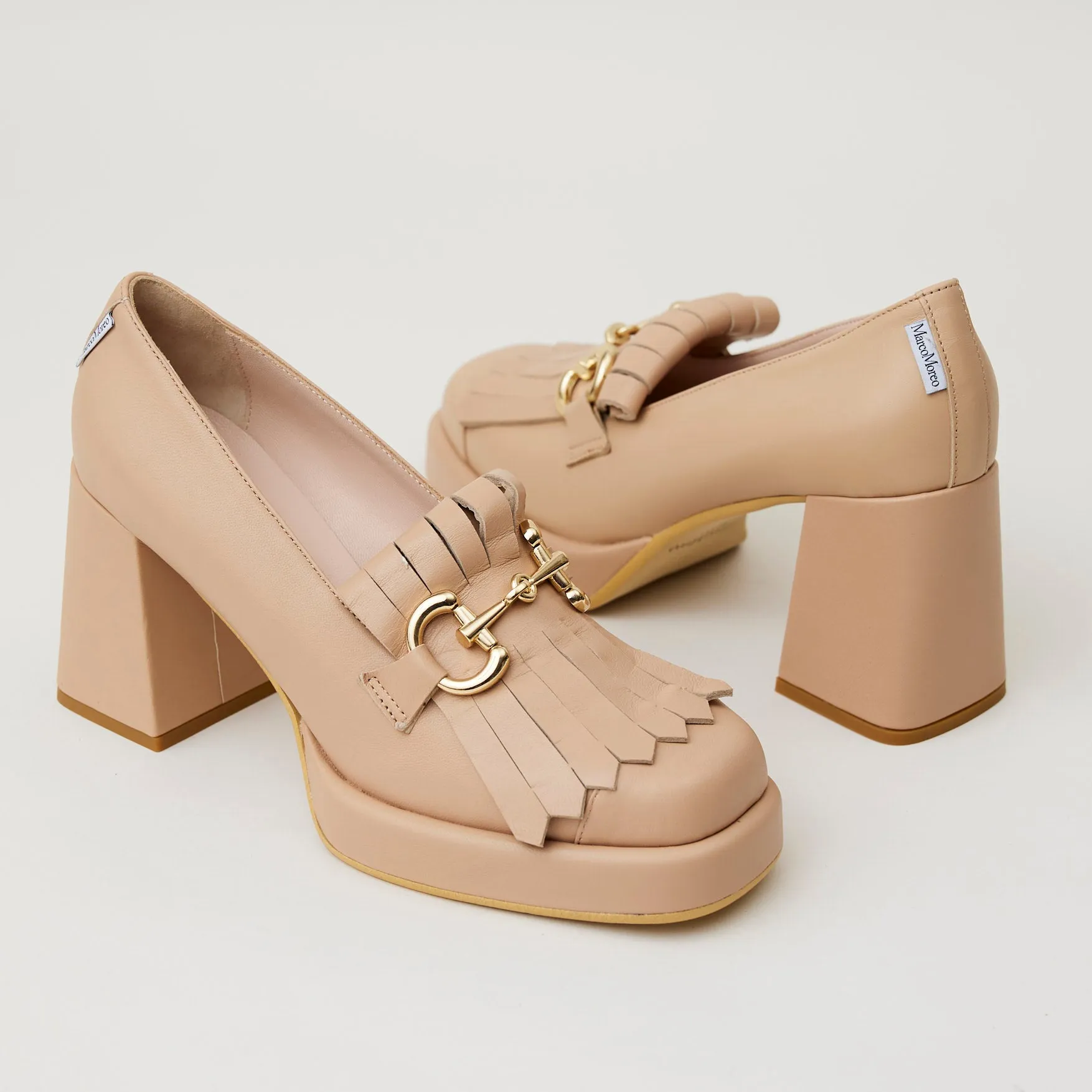 Marco Moreo Tan Leather Heeled Brogues