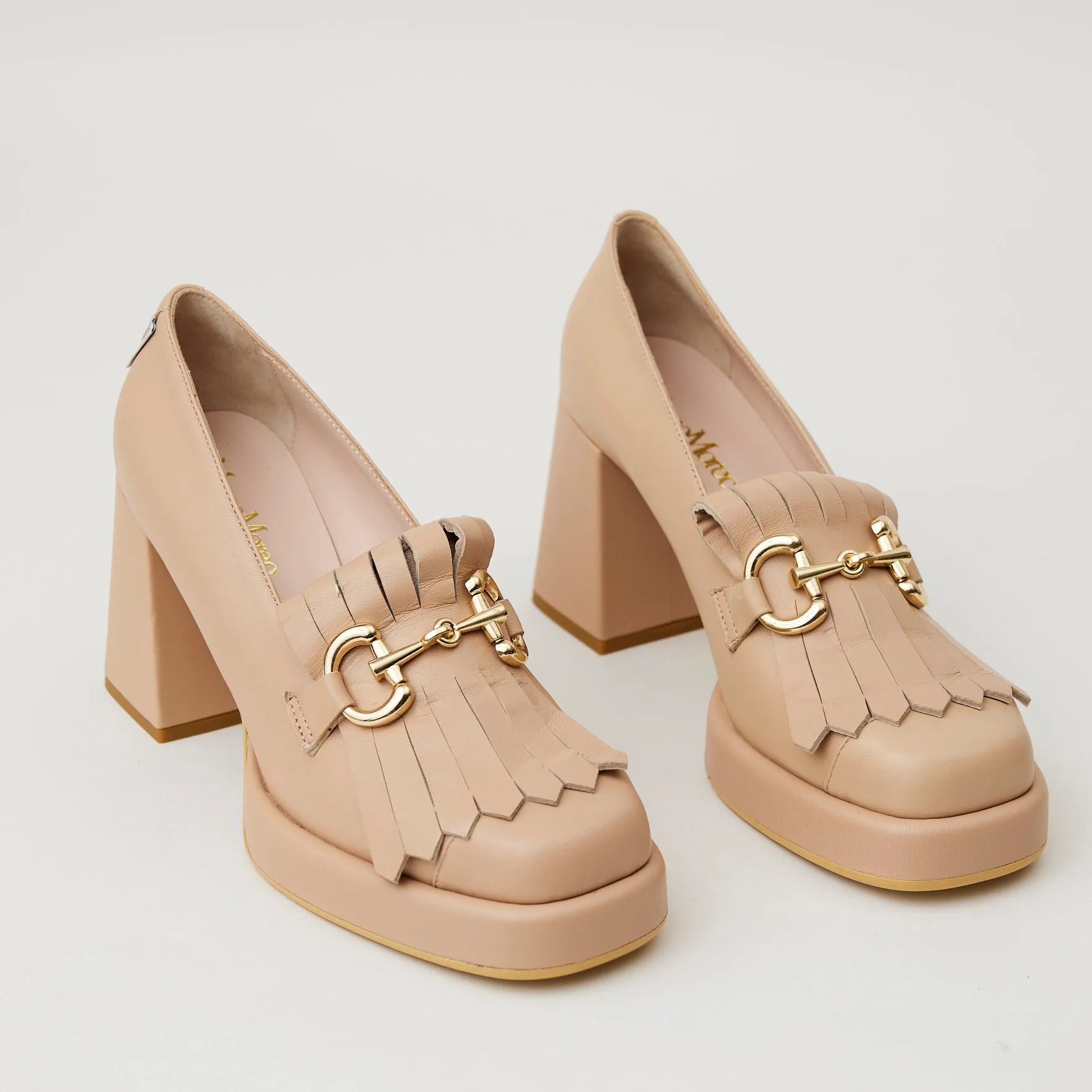 Marco Moreo Tan Leather Heeled Brogues