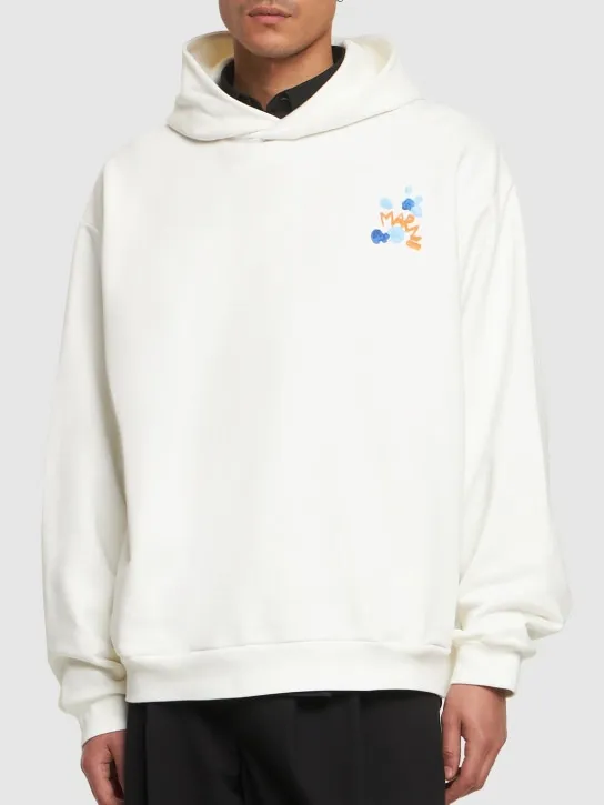 Marni   Flower print organic cotton over hoodie 