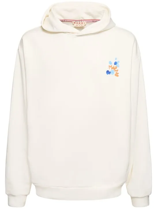 Marni   Flower print organic cotton over hoodie 