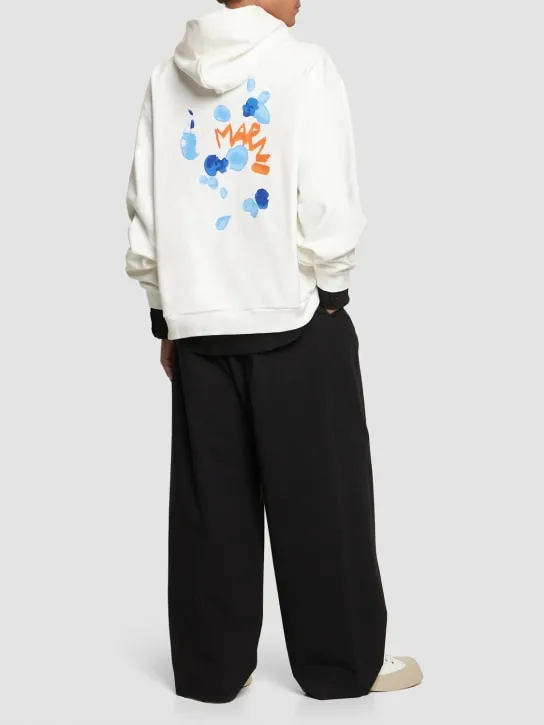 Marni   Flower print organic cotton over hoodie 