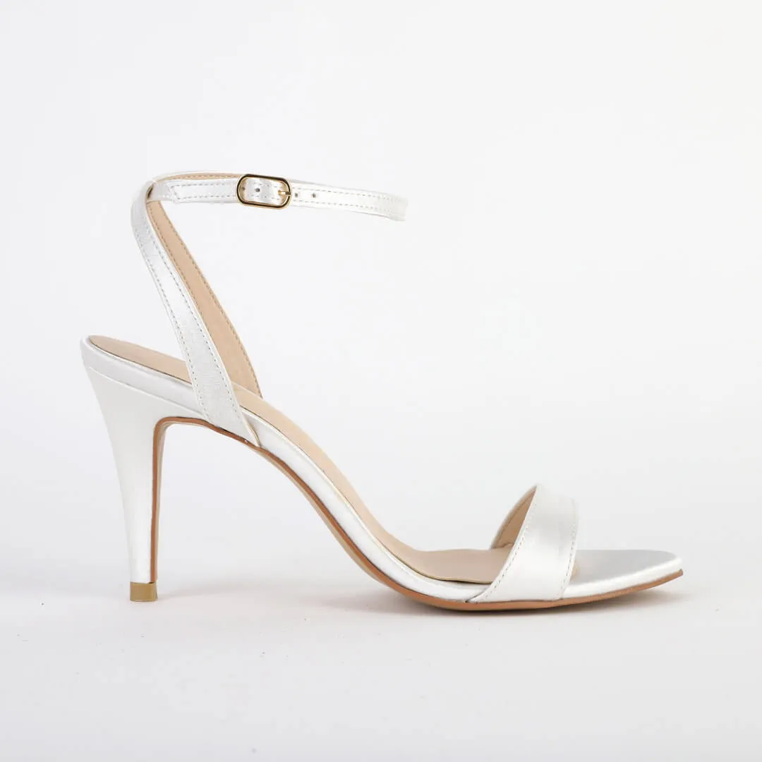 *MEGAN - white SATIN, 8cm size UK 1