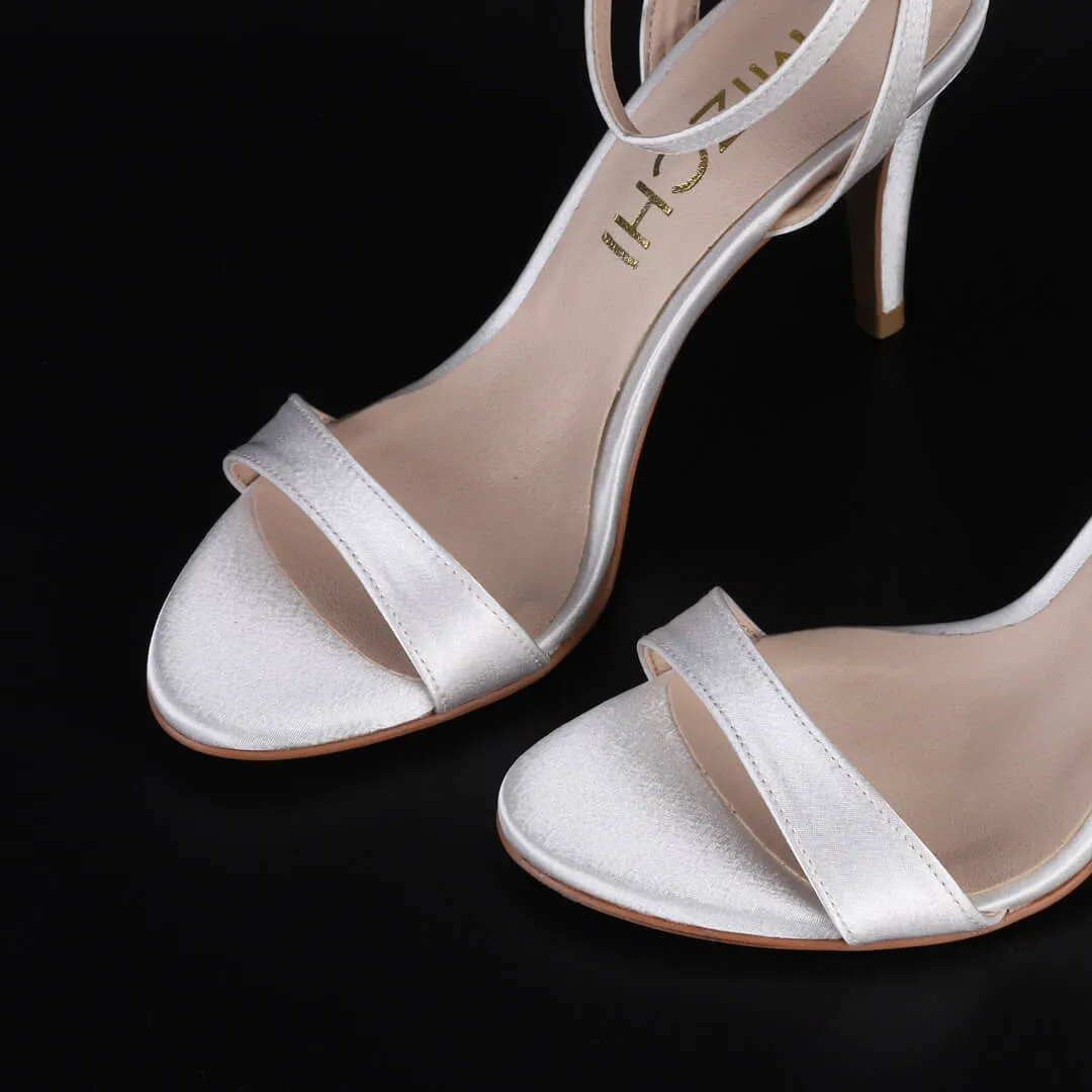 *MEGAN - white SATIN, 8cm size UK 1