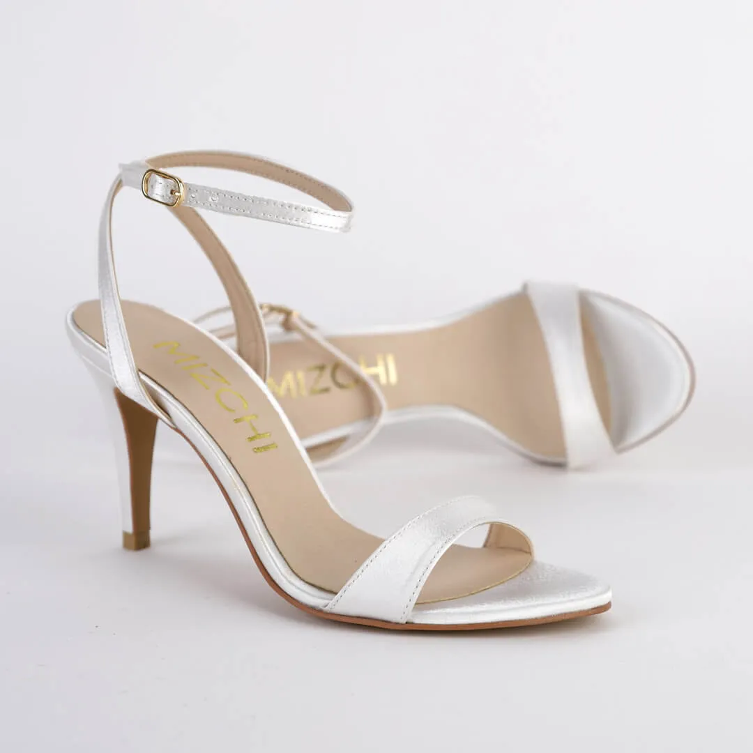 *MEGAN - white SATIN, 8cm size UK 1