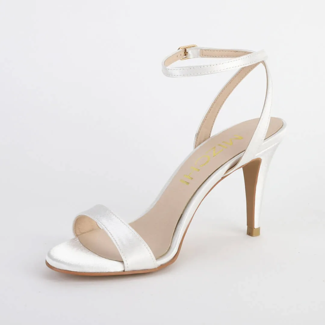*MEGAN - white SATIN, 8cm size UK 1
